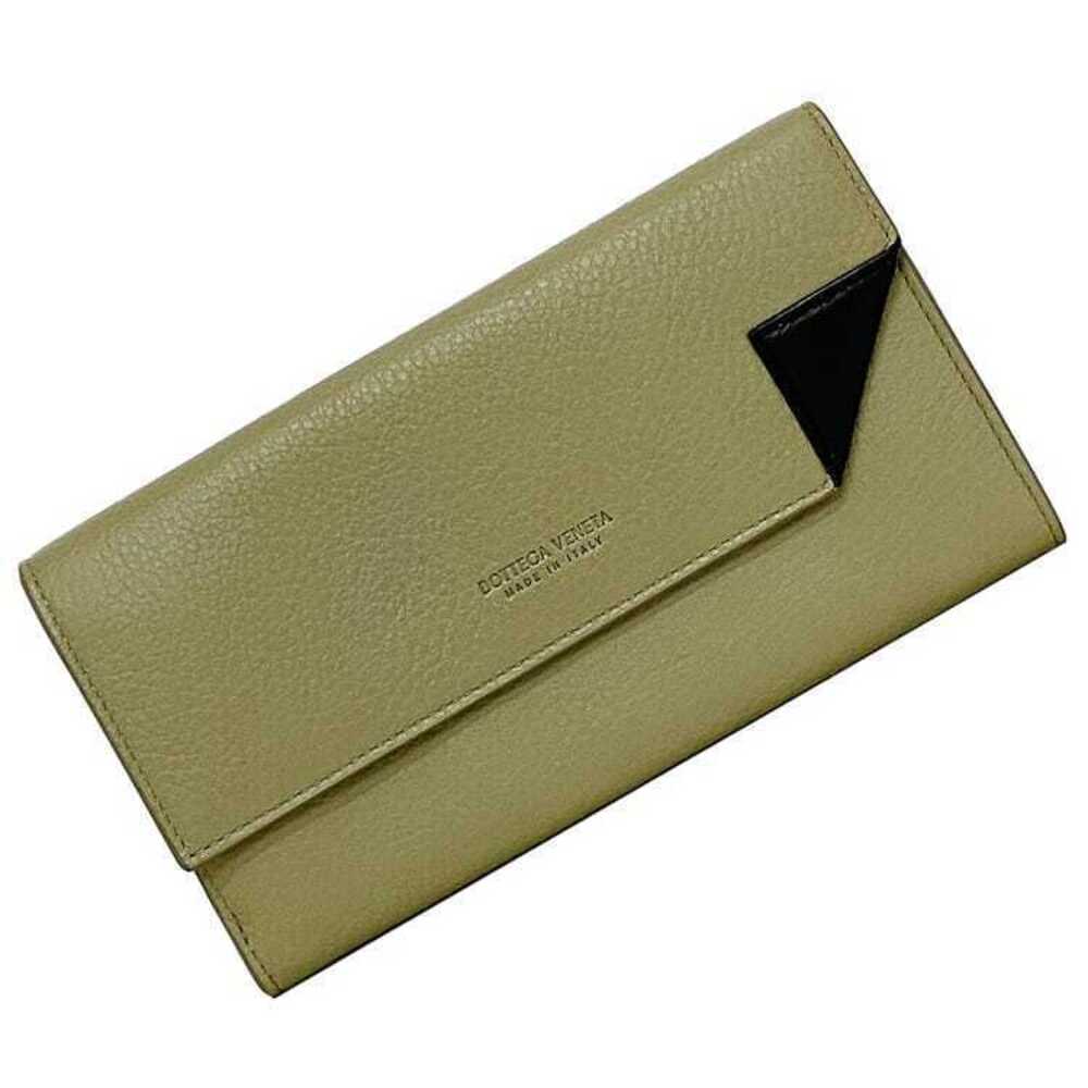 Bottega Veneta Bifold Long Wallet Leather Bi Purse Khaki Beige Green Tan